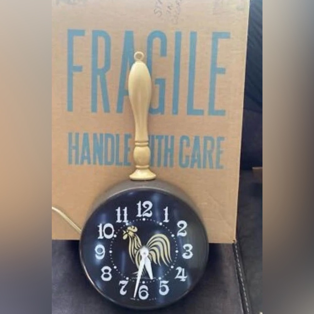 VTG Westclox Kitchen Wall Clock W/box  CHEF woodbine CHICKEN Tested Working